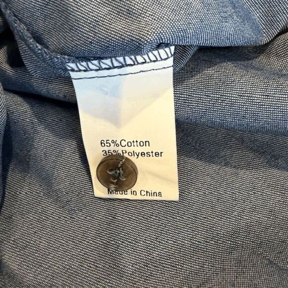 Allegra K Chambray Mini Dress Short Puff Sleeve Pintucks Button Front Size Small - Picture 6 of 11